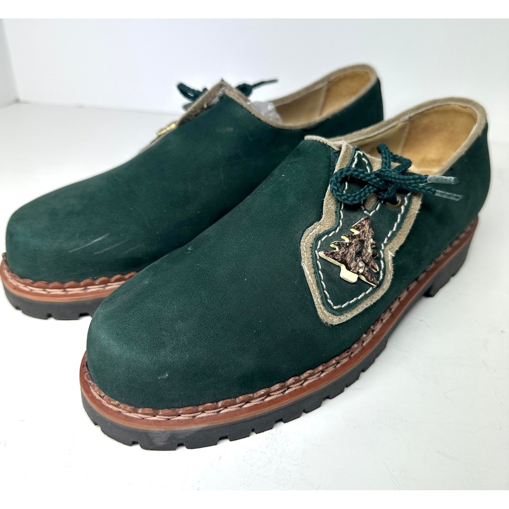 Almrausch Green Suede Tyrolean Shoes Austrian Haferlschuhe Women 6.5 US/4.5 UK - Picture 2 of 8